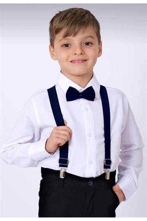 ERKEK ÇOCUK UZUN KOLLU GÖMLEK VE PAPYON ASKI TAKIMI 23 NİSAN