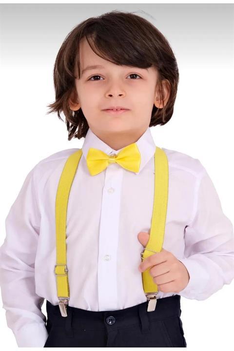 ERKEK ÇOCUK UZUN KOLLU GÖMLEK VE PAPYON ASKI TAKIMI 23 NİSAN