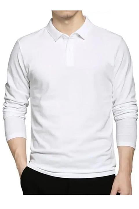 Gri Polo Yaka Uzun Kollu Tişört Pamuklu Uzun Kol Polo Yakalı Kışlık Tshirt