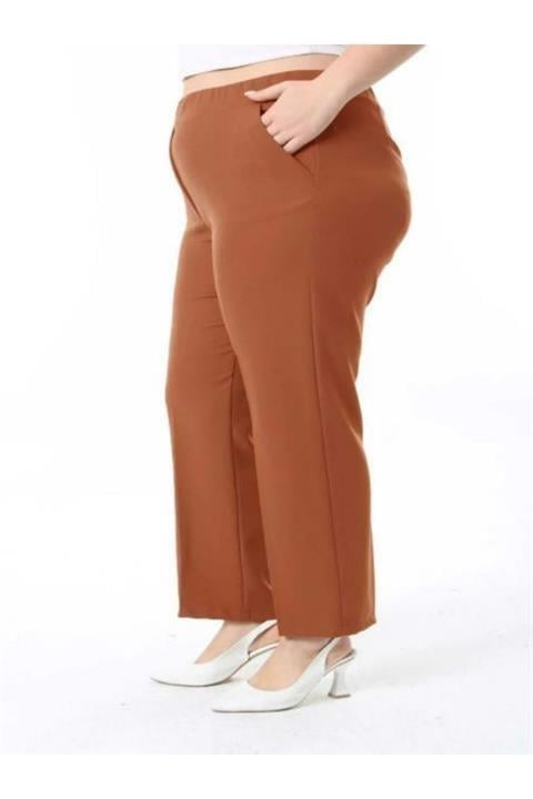 Kadın lacivert Beli Lastikli Büyük Beden Pantolon Kumas Pantolon