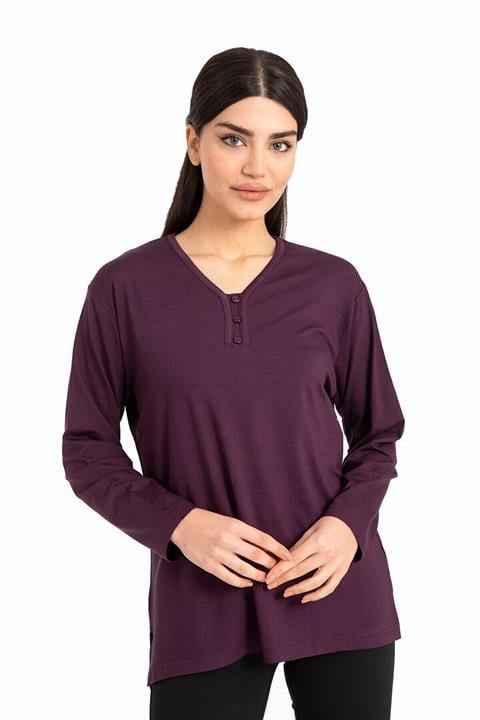 Kadın Orta Yaş Ve Üzeri V Yaka Likralı Viskoz Anne Penye Bluz