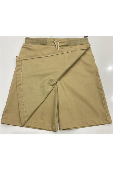 Kanvas Keten Ribanalı Okul Kıyafeti Şort Etek