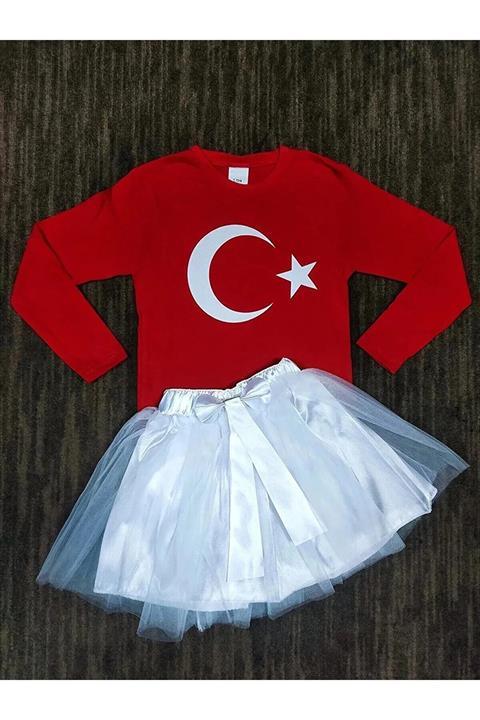 KIZ ÇOCUK ALT ÜST TAKIM ETEK 23 NİSAN
