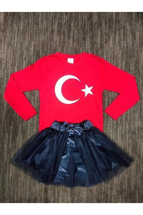 KIZ ÇOCUK ALT ÜST TAKIM ETEK 23 NİSAN