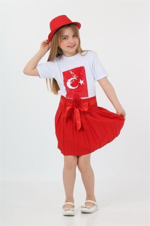 KIZ ÇOCUK ALT ÜST TAKIM TSHİRT ETEK 23 NİSAN