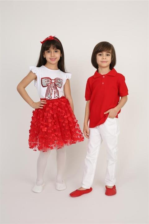 Kız Çocuk Gösteri Kıyafeti Etek Tshirt