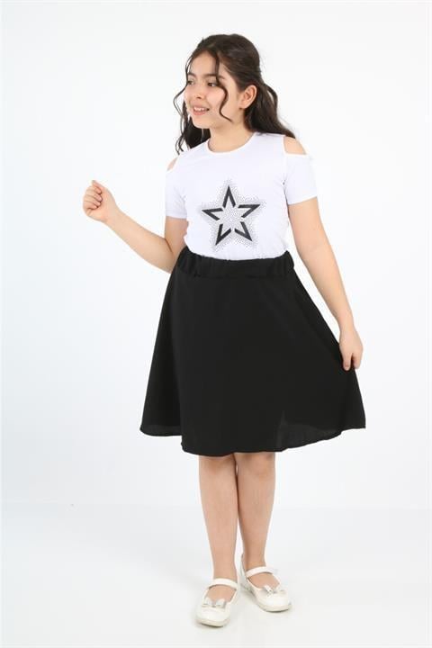Kız Çocuk Gösteri Kıyafeti Tshirt Etek Takım