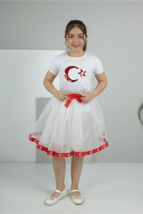Kız Çocuk Gösteri Kıyafeti Tshirt Etek Takım