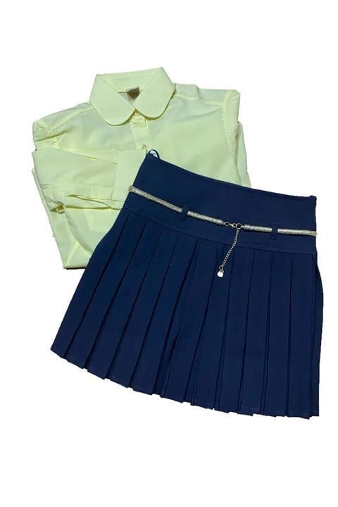 KIZ ÇOCUK SARI GÖMLEK VE PİLELİ ETEK 29 EKİM