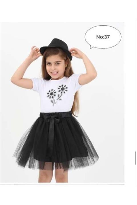 KIZ ÇOCUK SİYAH BEYAZ ALT ÜST TAKIMLAR 23 NİSAN