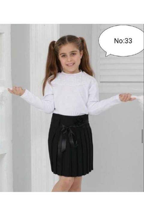 KIZ ÇOCUK SİYAH BEYAZ ALT ÜST TAKIMLAR 23 NİSAN