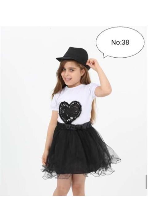 KIZ ÇOCUK SİYAH BEYAZ ALT ÜST TAKIMLAR 23 NİSAN