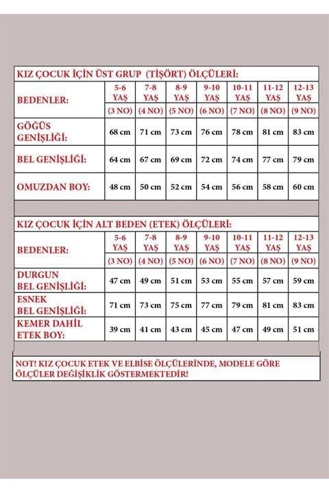 KIZ ÇOCUK TSHİRT ETEK ALT ÜST TAKIM 23 NİSAN GÖSTERİ KIYAFETİ