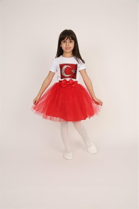 KIZ ÇOCUK TSHİRT ETEK ALT ÜST TAKIM 23 NİSAN GÖSTERİ KIYAFETİ