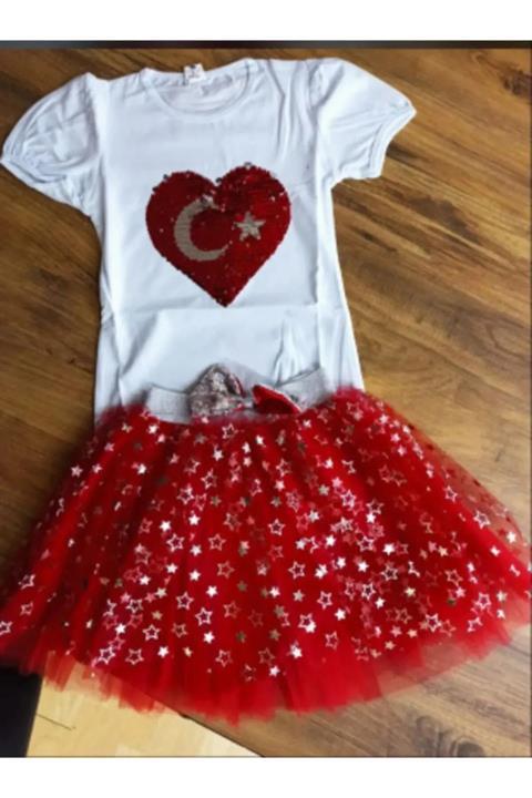 KIZ ÇOCUK YILDIZLI ETEK  23 NİSAN