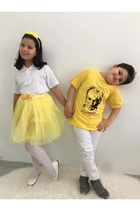Kız Erkek Çocuk Gösteri Kıyafeti Alt Üst Takım Tshirt Etek Pantolon