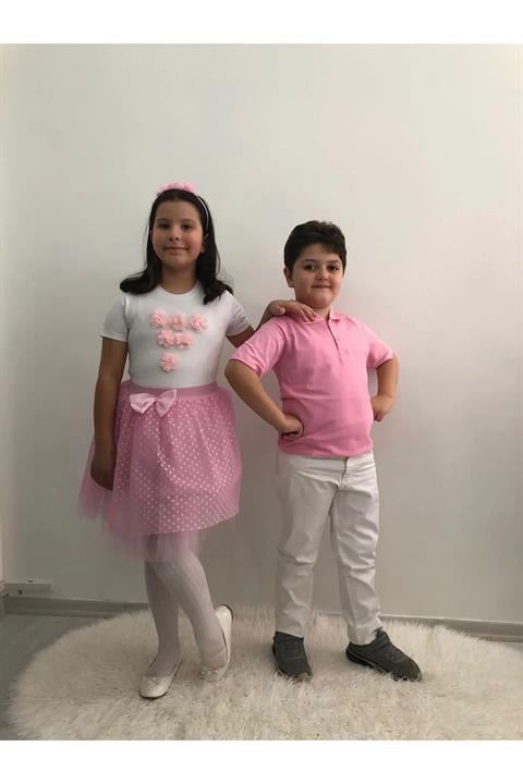 Kız Erkek Çocuk Gösteri Kıyafeti Alt Üst Takım Tshirt Etek Pantolon