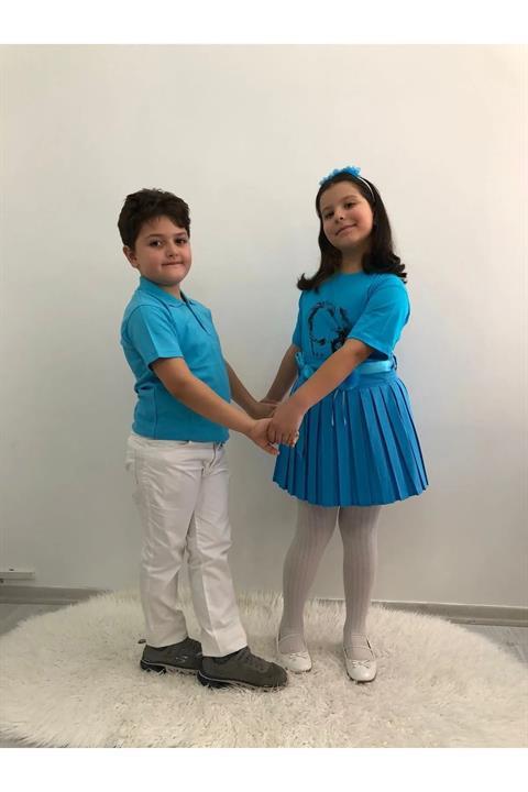 Kız Erkek Çocuk Gösteri Kıyafeti Alt Üst Takım Tshirt Etek Pantolon