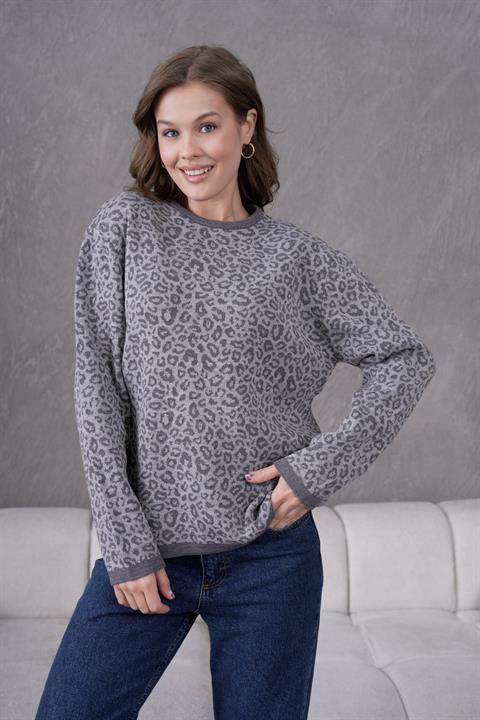 Leopar Desen Anne Triko Kazak