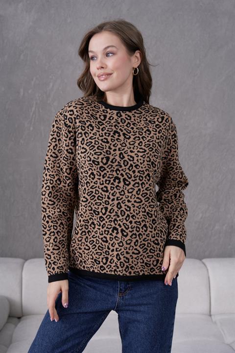 Leopar Desen Anne Triko Kazak
