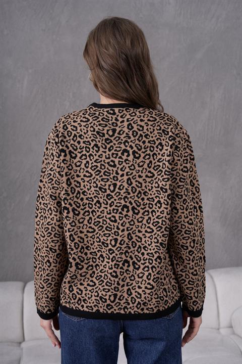 Leopar Desen Anne Triko Kazak