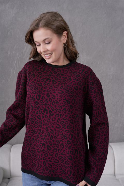 Leopar Desen Anne Triko Kazak