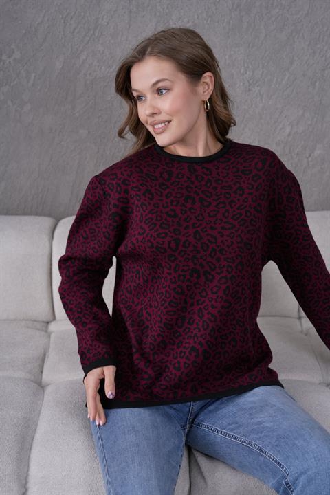 Leopar Desen Anne Triko Kazak