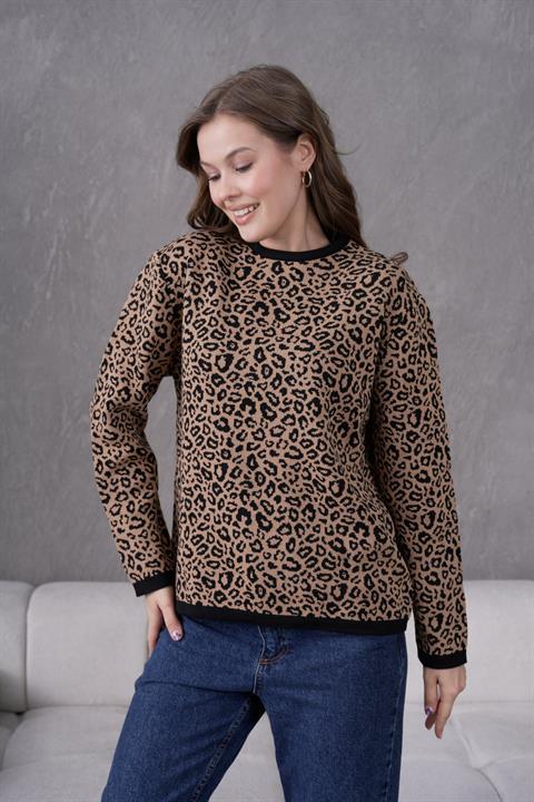 Leopar Desen Anne Triko Kazak