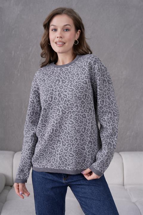 Leopar Desen Anne Triko Kazak