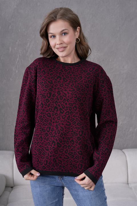 Leopar Desen Anne Triko Kazak