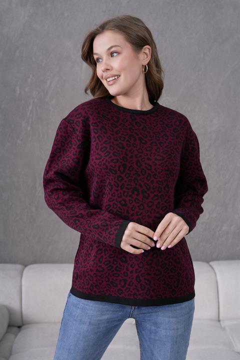 Leopar Desen Anne Triko Kazak
