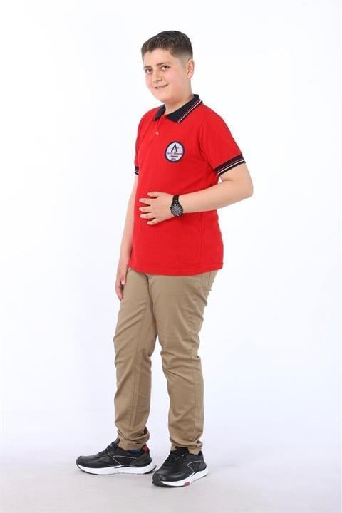 Okul Pantolonu Beli Lastikli Camel Rengi Slim Fit Comfort Keten Ilkokul Pantolonu