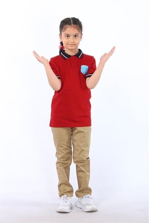 Okul Pantolonu Beli Lastikli Camel Rengi Slim Fit Comfort Keten Ilkokul Pantolonu