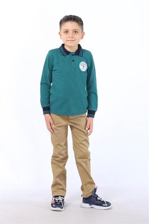 Okul Pantolonu Beli Lastikli Camel Rengi Slim Fit Comfort Keten Ilkokul Pantolonu