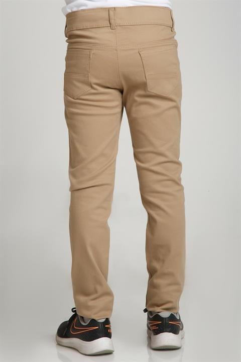 Spor Model Bej Likralı Canvas Okul Pantolon (Gizli Bel Lastikli)