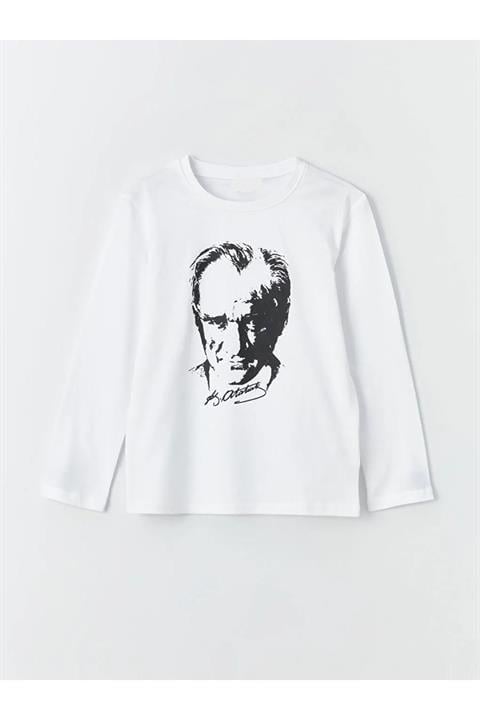 Unisex 5-16 Yaş 23 Nisan - 29 Ekim Uzun Kollu Atatürk Baskılı Tshirt