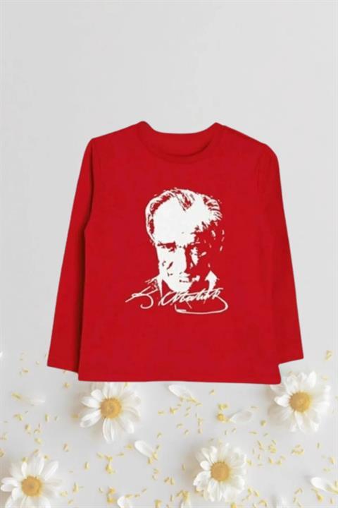 Unisex Ayyıldız ve Atatürk T-shirt Uzun Kollu