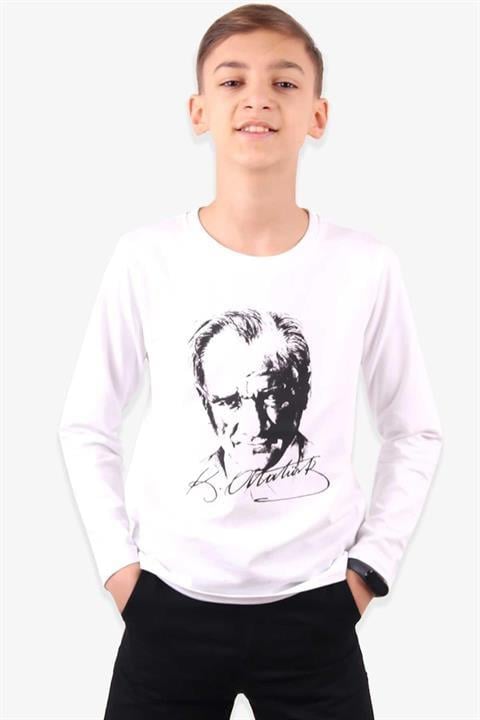 Unisex Çocuk Kırmızı Ay Yıldız Türk Bayraklı Uzun Kollu T-shirt