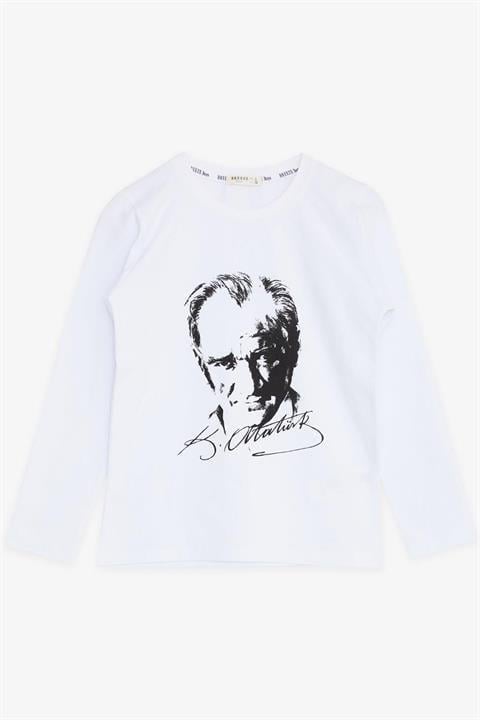 Unisex Çocuk Kırmızı Ay Yıldız Türk Bayraklı Uzun Kollu T-shirt