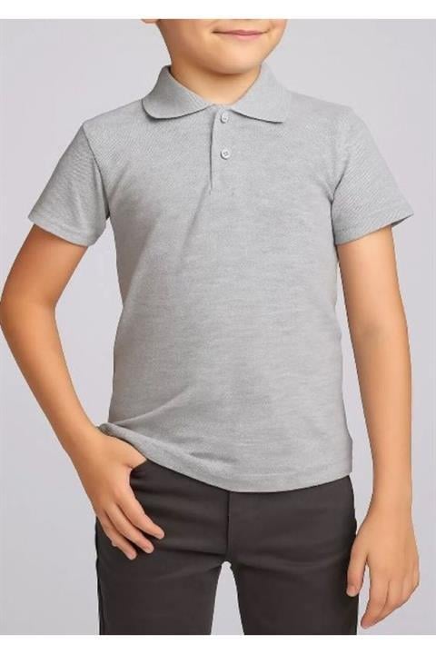 Unisex Çocuk Rahat Kalıp Kısa Kollu Polo Yaka Penye Lakost T-shirt