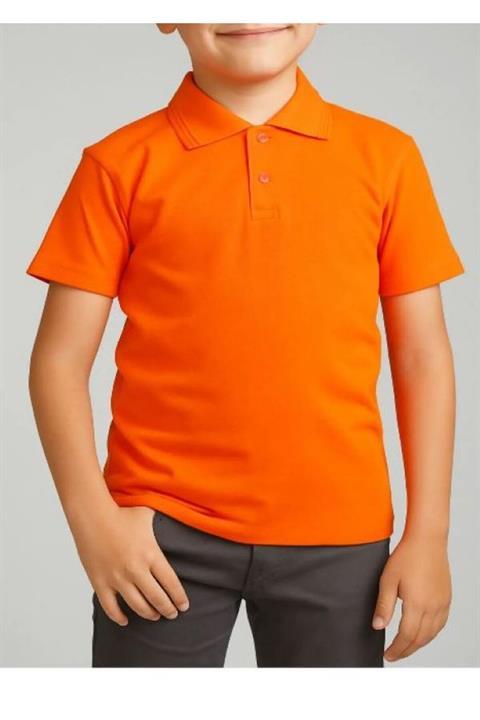 Unisex Çocuk Rahat Kalıp Kısa Kollu Polo Yaka Penye Lakost T-shirt