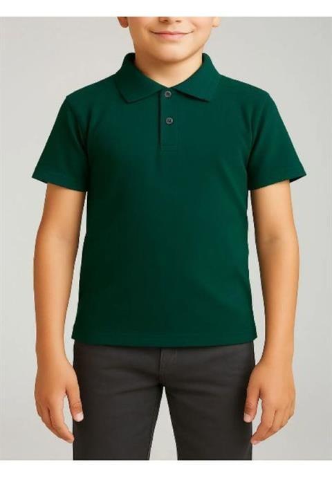 Unisex Çocuk Rahat Kalıp Kısa Kollu Polo Yaka Penye Lakost T-shirt