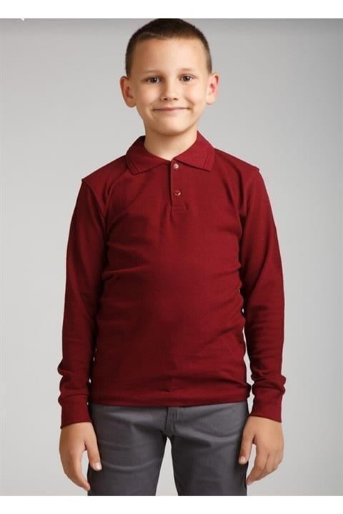 Unisex Çocuk Uzun Kol Polo Yaka Okul T-shirt