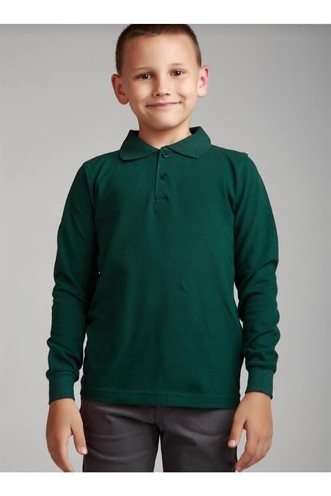 Unisex Çocuk Uzun Kol Polo Yaka Okul T-shirt