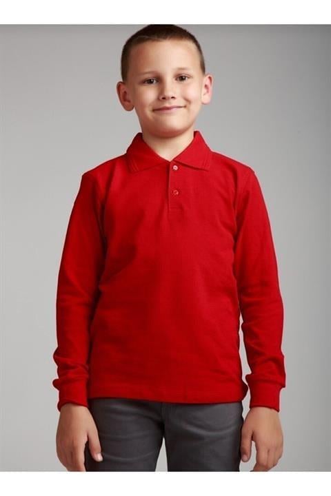 Unisex Çocuk Uzun Kol Polo Yaka Okul T-shirt