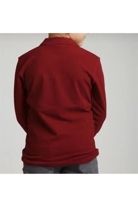 Unisex çocuk uzun kollu polo yaka tshirt