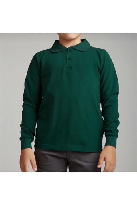 Unisex çocuk uzun kollu polo yaka tshirt
