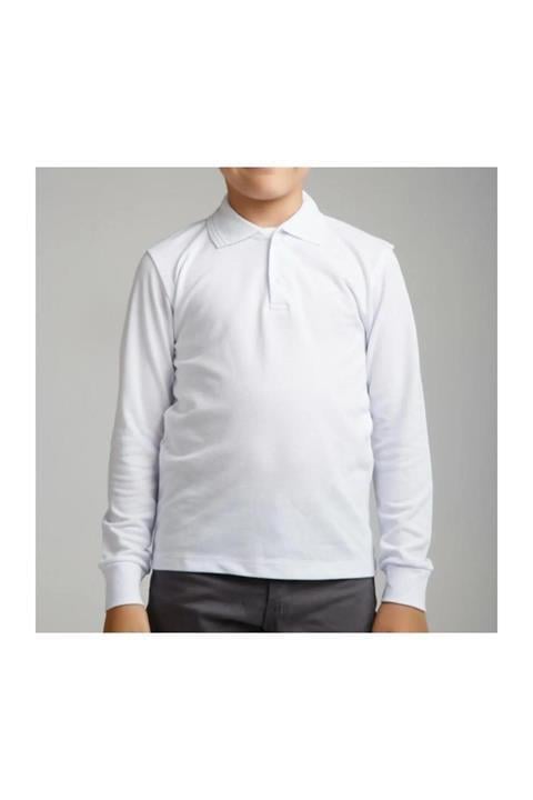 Unisex çocuk uzun kollu polo yaka tshirt