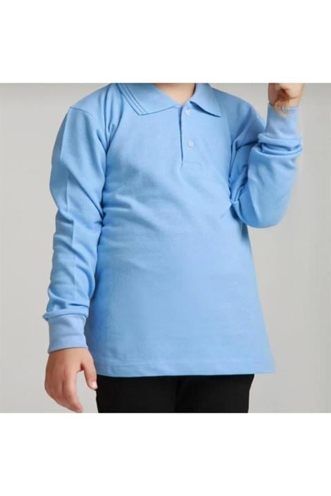 Unisex çocuk uzun kollu polo yaka tshirt