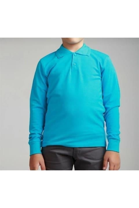 Unisex çocuk uzun kollu polo yaka tshirt